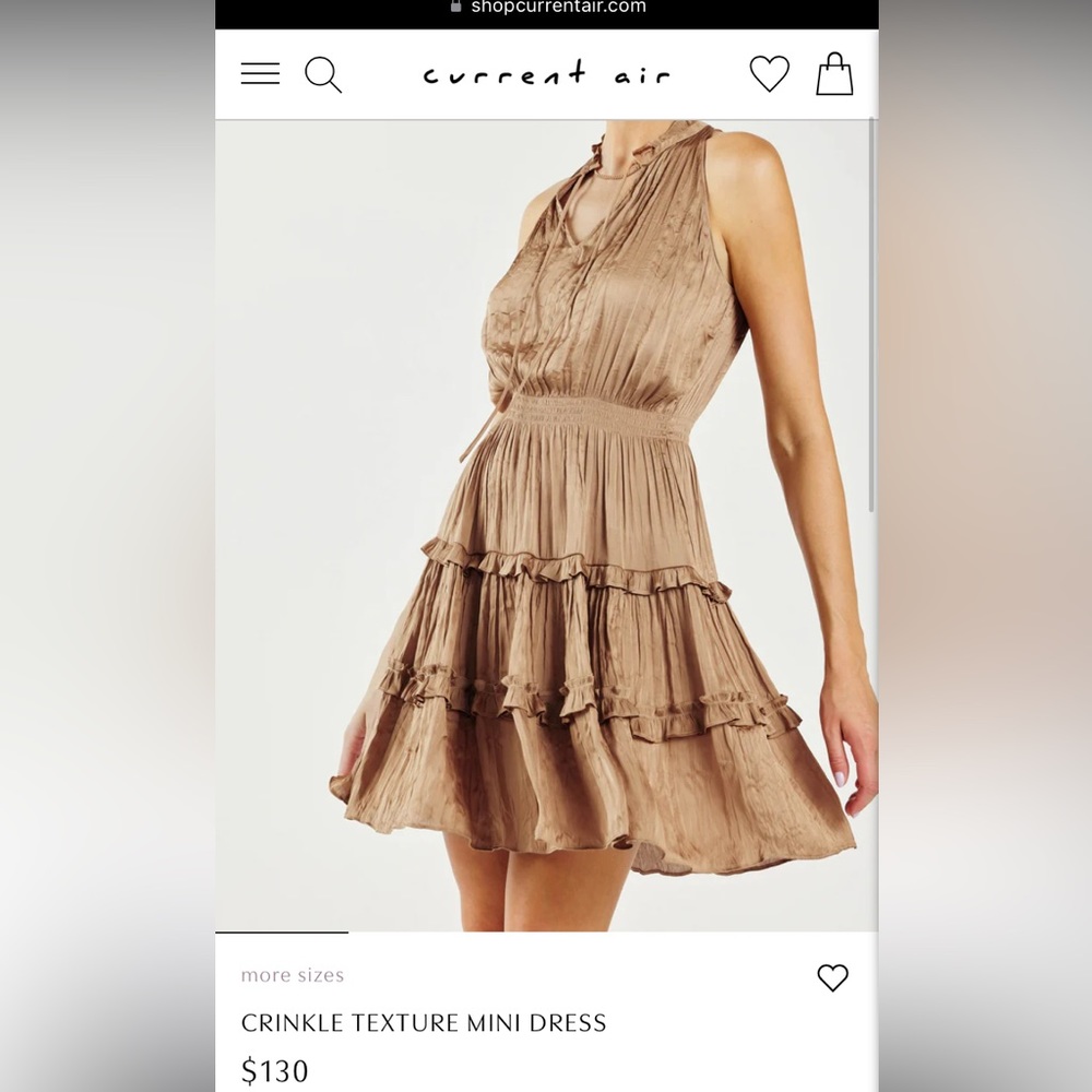 Taupe current air smocked waist dress.